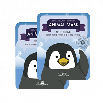 PrettySkin Mask Total Solution Animal Penguin Whitening Маска тканевая для лица осветляющая, 25 гр