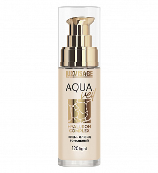 LUXVISAGE Крем-флюид тональный AQUA veil HYALURON COMPLEX, тон 120 средний беж § NEW