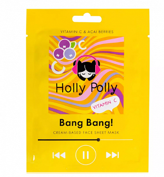 Holly Polly Тканевая маска для лица, Витаминная на кремовой основе Bang Bang! с Витамином С и Ягодам