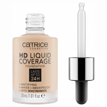 CATRICE HD LIQUID COVERAGE FOUNDATION ОСНОВА ТОНАЛЬНАЯ 010 Light Beige светло - бежевый