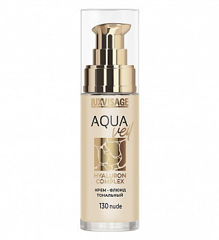 LUXVISAGE Крем-флюид тональный AQUA veil HYALURON COMPLEX, тон 130 нюдовый § NEW