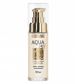 LUXVISAGE Крем-флюид тональный AQUA veil HYALURON COMPLEX, тон 110 светлый беж § NEW